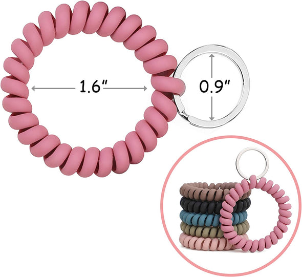 6PCS Stretchable Wristband Wristlet Keychain Wrist Key Chain Wristlet,Spring Flexible Spiral Wrist Coil ​Wrist Key Holder Key Ring for Sauna Gym Pool ID Badge and Outdoor Sports