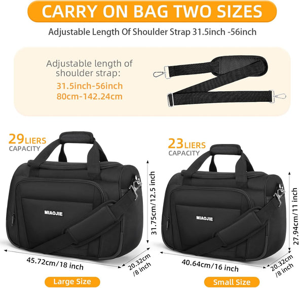Underseat Carry on Luggage Lightweight Travel Tote Weekender Bag Overnight Duffle Bag for Travel, Travel Essentials Personal Item Travel Bag for Women and Men,Black-16Inch