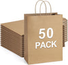 Bagdream Gift Bags 10X5X13 50Pcs Brown Kraft Paper with Handles - Merchandise, Retail, Party Favor, Shopping Bulk 100% Recycled Paper Sacks