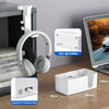KDD 4-In-1 Desk Organizer - under Desk Cup Holder and Headphone Hanger with 2 Wire Holes - Rotating Hanger and Detachable Storage for Cup, Phone and Pen (White)