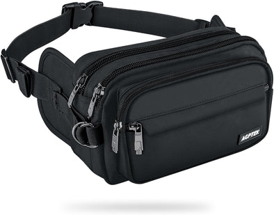 AGPTEK Fanny Pack for Women Men, RFID Large Capacity Waist Wallet Bag, Adjustable & Waterproof Bum Belt Pouch for Travel, Running, Shopping, Hiking, Dog Walking, Cycling, Climbing