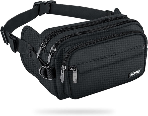AGPTEK Fanny Pack for Women Men, RFID Large Capacity Waist Wallet Bag, Adjustable & Waterproof Bum Belt Pouch for Travel, Running, Shopping, Hiking, Dog Walking, Cycling, Climbing