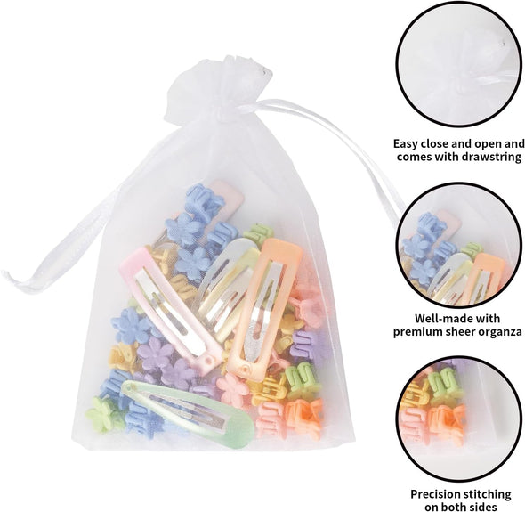 100PCS Organza Bags, 4X6 Inches (10X15Cm) Small Mesh Bags Drawstring, Jewelry Gift Bags, Packaging Bags for Valentine'S Day, Party, Festival, Bathroom Soaps, Makeup Organza Favor Bags (White)