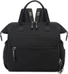 Convertible Diaper Bag Tote, Wide Open Top 14 Pockets Nappy Backpack with Stroller Buckle, Water-Resistant (Black)