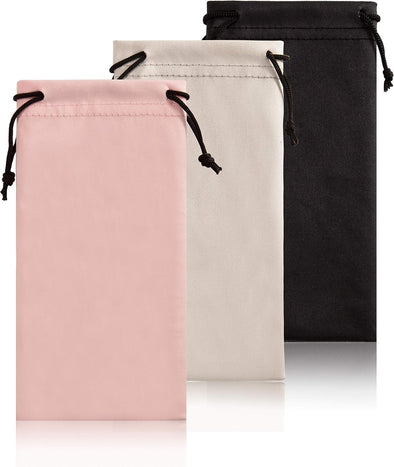 TRIUMPH VISION Soft Eyeglass Pouch 3 Pack - Pouch for Glasses Microfiber Screen Cleaning Bag