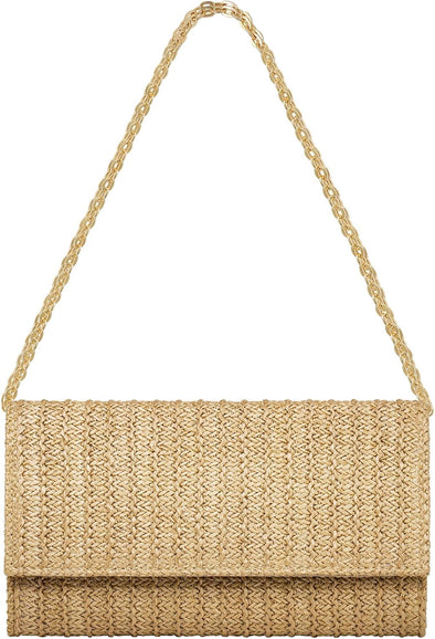 Kseymeir Straw Clutch Purse Shoulder Crossbody Bag Envelope Purse Raffia Handbag for Summer Beach Travel Trendy