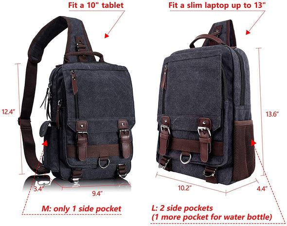 Leaper Retro Crossbody Bag Sling Bag Canvas Messenger Bag for Men Women Shoulder Bag Crossbody Handbags Satchel Travel Bag