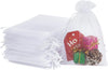 HRX Package 100Pcs White Organza Bags, 4X6 Inch Mesh Bags Drawstring Gift Bags Jewelry Pouches for Candy Wedding Favors Christmas