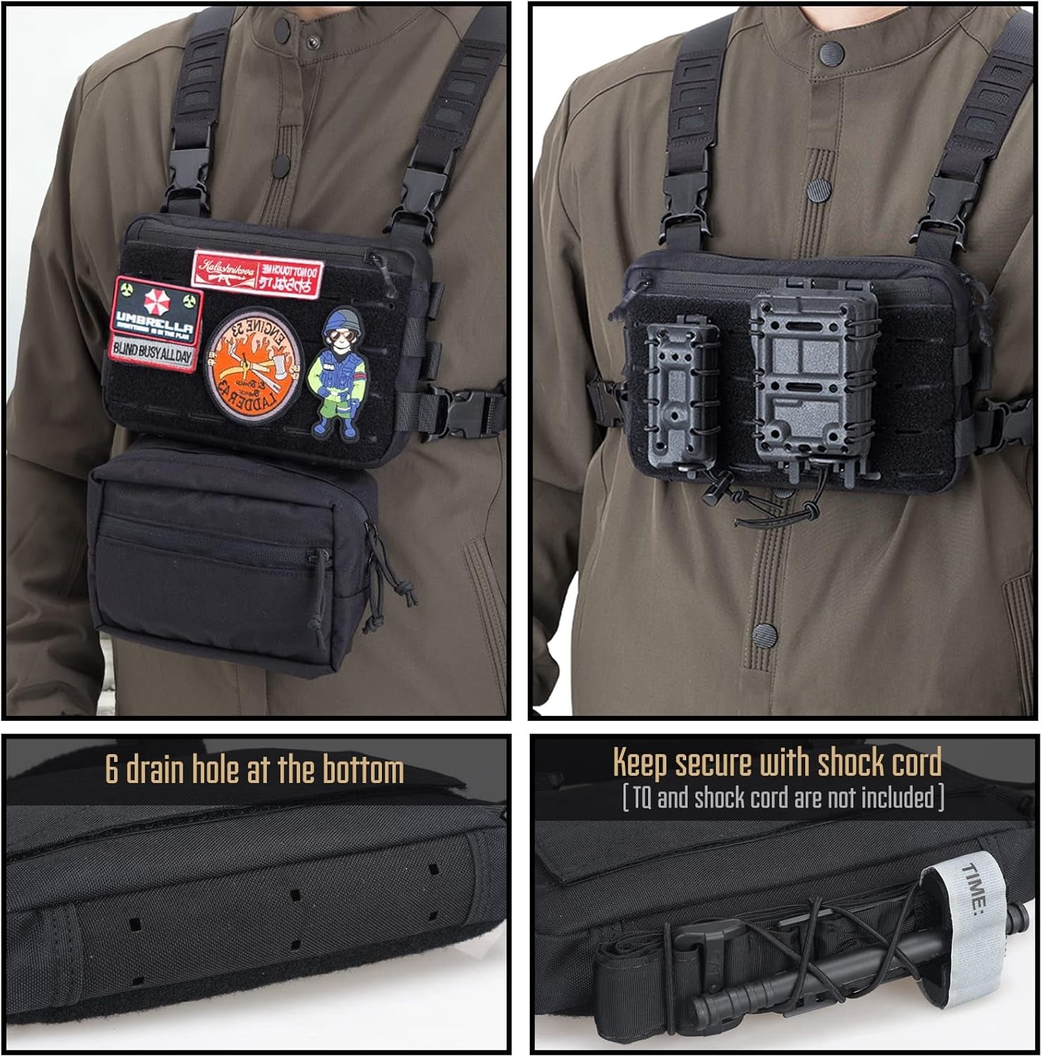 Patrick Rig Pack WYNEX Tactical Chest Rig Pack for Men, Running Chest Bag with Front Lo ...