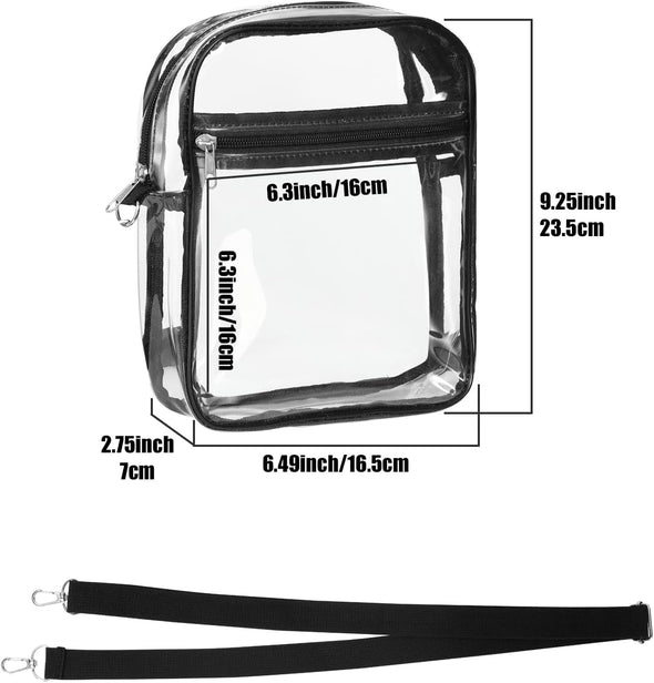 Moko Clear Bag Stadium Approved for Women, Crossbody Bag Purse Adjustable Strap Shoulder Bags for Concerts Festival Sports Events, Black