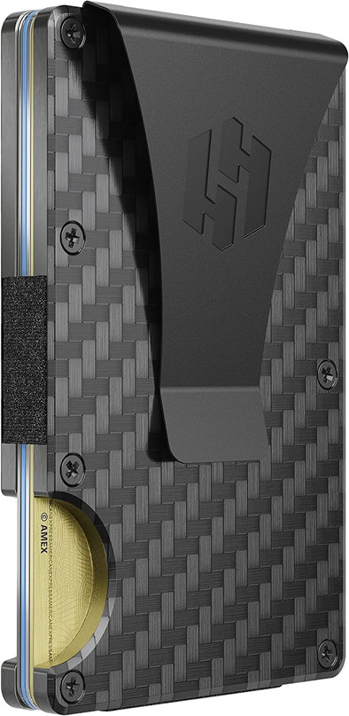 Reinvented Design Men'S Wallet - Slim, Minimalistic & Seamless, Blocks RFID Scanners, Holds 12 Cards & Has a Money Clip (Carbon Fiber)