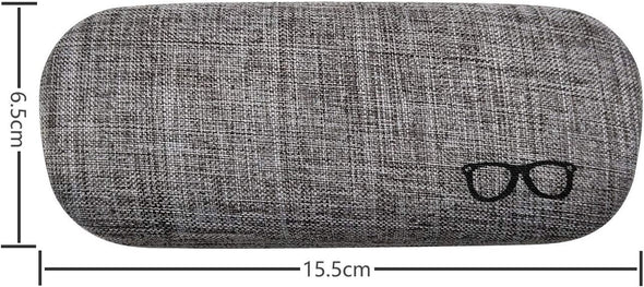 HSYMQ 3Pack Hard Shell Eyeglasses Case Protector Linen Fabrics Large Glasses Case Concise