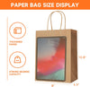 METAPRINT 100 Pack 8X4.5X10.8 Inch Medium Paper Gift Bags with Handles Bulk, Brown Kraft Paper Bags for Grocery Shopping Retail, Birthday, Party Favors, Wedding