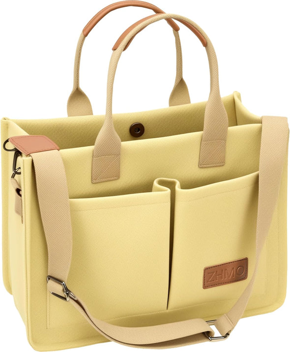 Tote Bag for Women with Compartments,Large Canvas Tote Women'S Purse Crossbody Bags Work Laptop Book Bag Satchels Handbags