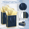Yeaqee 24 Pack Metallic Paper Gift Bags with Handle and Tissue 9X7X3.1 Welcome Gift Thank You Bags for Wedding Father'S Day Bridal Shower Groomsmen Birthday Party(Navy Blue, Gold)