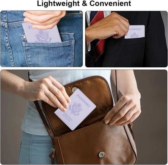 Passport Holder, Passport Holder Women, Passport Covers Travel Must Haves, Travel Passport Wallet for Men, 1 Pack Passport Case Passport Protector for Travel Airport Essentials, Light Purple