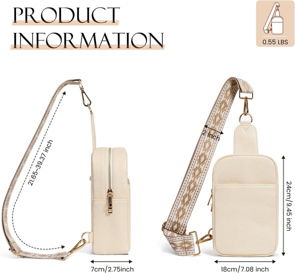 Moko Vegan Leather Sling Bag - Small Trendy Casual Detachable Shoulder Strap Crossbody Bags for Women and Men Hiking Travel