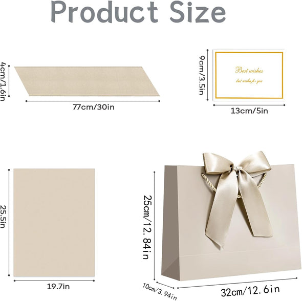 JMANNI Gift Bag, 1PCS Gift Bags Large with Ribbon and 1 Greeting Cards 2 Tissue Paper, Portable Paper Gift Bag with Handles, Birthday Gift Bags,Present Bags for Wedding Party Mothers Day