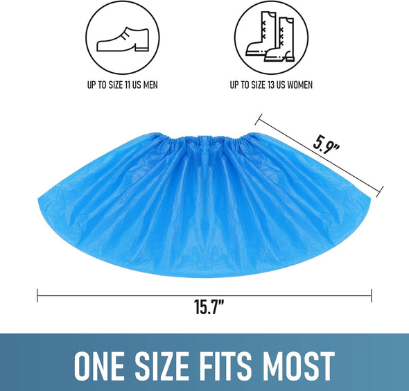 Shoe Covers Disposable Non Slip - Pack of 100 (50 Pairs), Premium Waterproof and Recyclable Shoe Booties Covers for Indoors, Fits up to 11 US Men and 13 US Women Size
