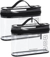 BAGSMART TSA Approved Toiletry Bag, 2 Pack Clear Makeup Cosmetic Bag Organizer, Quart Size Travel Bag for Toiletries, Carry-On Travel Accessories Essentials, Black-2Pcs