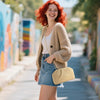 ERKOON Straw Clutch Purse Women, 2025 Summer Beach Crossbody Shoulder Handbag Boho Woven Envelope Cloud Dumpling Pouch Bag