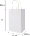 Oikss 100 Pack 5.25X3.25X8.25 Inch Small White Kraft Paper Bags with Handles Bulk for Birthday Wedding Party Favors Grocery Retail Shopping Business Goody Craft Gift Bags Cub Sacks (100Pcs Count)