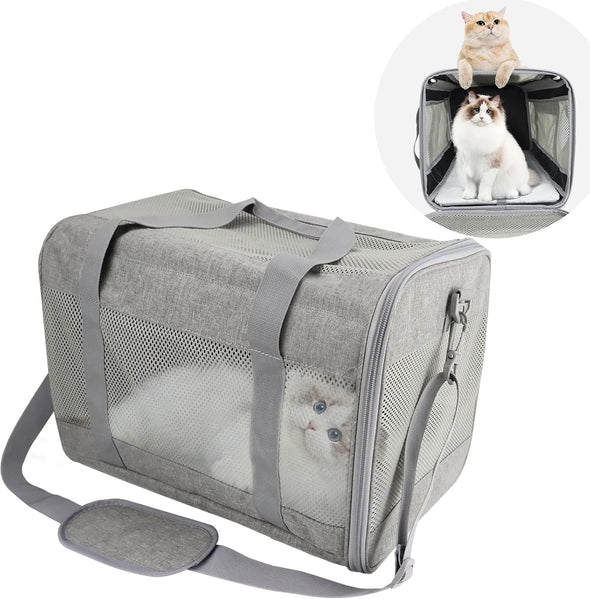 Prodigen Cat Carrier Dog Carriers for Small Dogs Soft Slided Airline Approved Collapsible Pet Travel Carrier, Small (16.3" L X 11.8" H X 12.4" W)