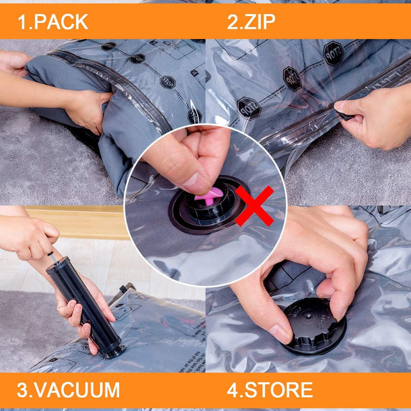 12 Pack Vacuum Storage Bags (3 Jumbo, 3 Large, 3 Medium, 3 Small),Plastic Packaging Bags,Space Saver Sealer Compression Bags with Travel Hand Pump for Blankets, Comforters, Pillows, Clothes Storage
