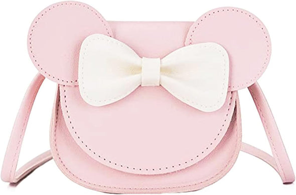 Little Girls Toddlers Mini Crossbody Shoulder Bag Coin Purse with Cute Mouse Ear Bowknot