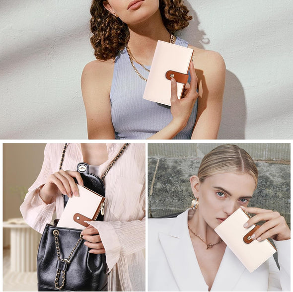 Women'S Wallets RFID Blocking Leather Trifold Clutch Wallet Credit Card Holder Ladies Travel Wallet Purse with Pen Holder