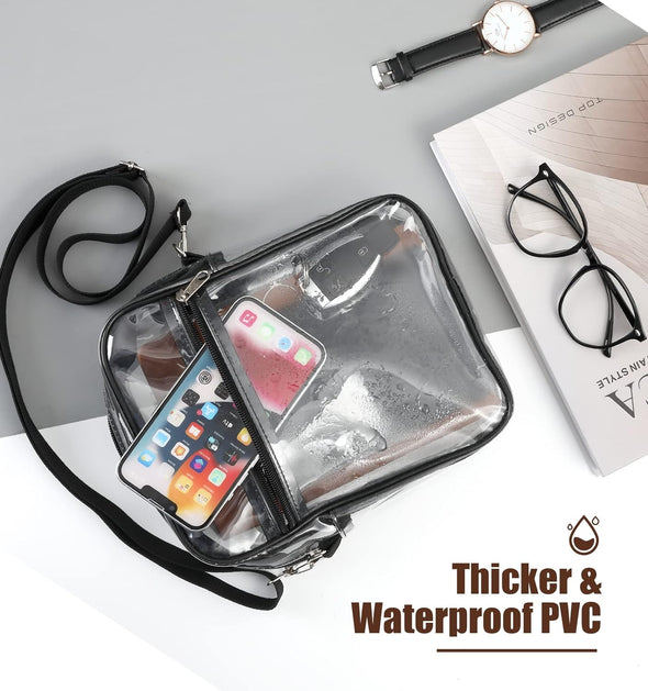 Moko Clear Bag Stadium Approved for Women, Crossbody Bag Purse Adjustable Strap Shoulder Bags for Concerts Festival Sports Events, Black