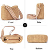 Herald Small Handmade Straw Pocketbook Crossbody Bag for Women, Summer Chic Woven Handbag Shoulder Purse with Chain
