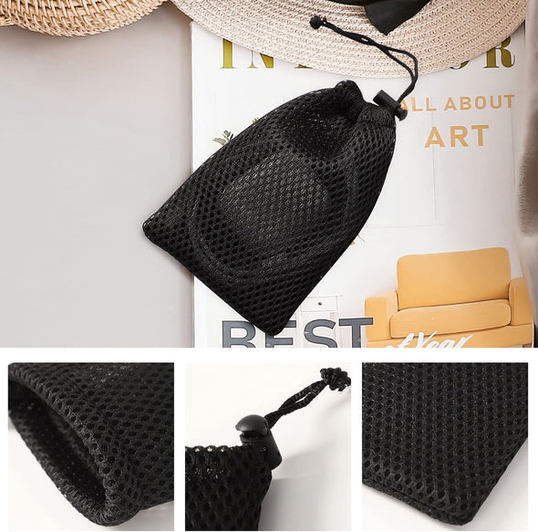 Uxcell Nylon Mesh Drawstring Bag, 5 X 3.5 Inch Small Storage Pouch String Bags for Mini Stuff MP3 Charger Earphone Key, 3Pcs Travel Kit Organizer for Lipstick Cosmetic Jewelry, Black