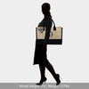 Topdesign Personalized Initial Jute/Canvas Beach Bag, Monogrammed Gift Tote Bag for Women