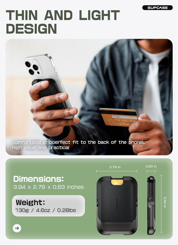 SUPCASE for Magsafe Wallet with Stand, Magnetic Wallet for Men Women, [Hold 6 Cards] [RFID Blocking] [Strong Magnetic Lock] Phone Stand Card Holder for Iphone 16/15/14/13/12 Series, Carbon Black