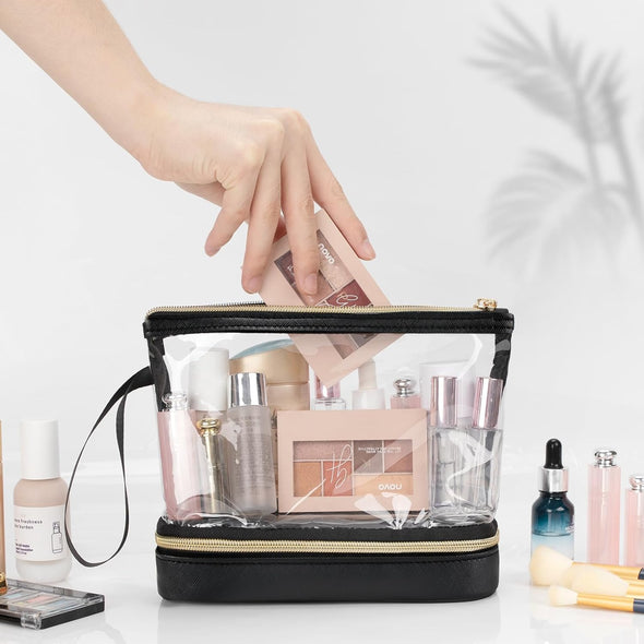 Ethereal Travel Makeup Bag, Clear Cosmetic Bag Make up Organizer TSA Approved Toiletry Bag, Waterproof Pouch for Women Purse for Toiletries Accessories Brushes