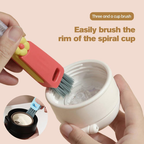 3 in 1 Cup Lid Cleaning Brush, 2025 New Crevice Cleaning Brush for Bottle Gap Tight Spaces, 3 in 1 Multifunctional Cleaning Portable Cup Lid Cleaner with Brush