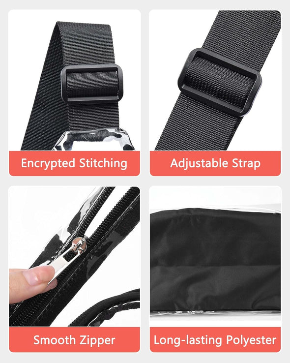 HULISEN Clear Sling Bag, Clear Bag Stadium Approved, Transparent Shoulder Crossbody Backpack Chest Casual Daypack