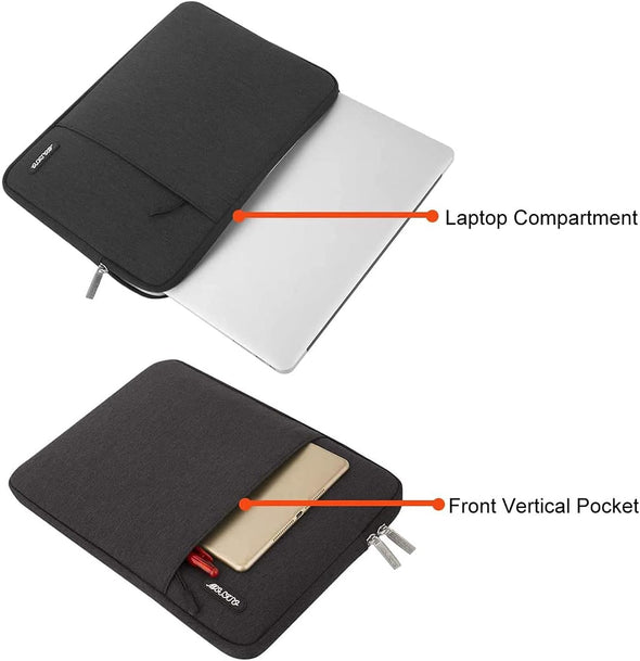 MOSISO Laptop Case 13.3 Inch, 13-13.3 Inch Laptop Sleeve Compatible with Macbook Air/Pro 13 / Pro 14, HP Dell ASUS Lenovo Notebook, Polyester Vertical Computer Sleeve Bag with Pocket, Black