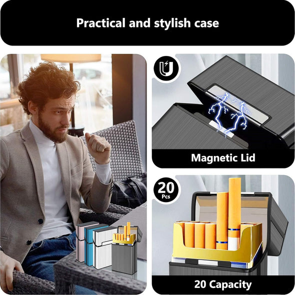 skoal chewing tobacco price Roygra Cigarette Case (4 Pack), Magnetic Switch Cigarette Holder Case 20Pcs for Men Women, Cigarettes Smoking Accessories, Metal and Plastic Box for Quality Materials — Exterior is made of aluminum and the interior is made of plastic Could This Be the Most