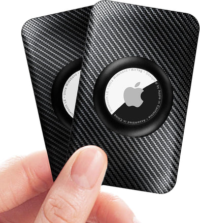 For Apple Airtag Wallet Holder 2 Pack, Ultra Thin Insert Card Case for Apple Air Tag, Carbon Fiber Airtag Card Holder for for Purse, Backpack Wallet, Handbag, Clutch Bag - Black