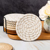 Mckanti Drink Coasters Set of 8, 4 Colors Absorbent Coasters for Drinks, Minimalist Cotton Woven Coaster for Living Room Decor, Tabletop Protection Suitable for Kinds of Cups, 4.3 Inches