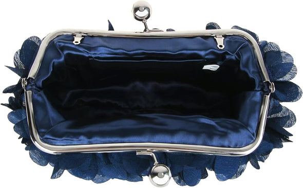 Women Elegant Evening Purse, Small Floral Clutch Bag with Detachable Chain for Wedding, Party, Prom