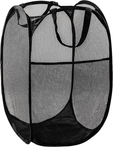 Pop up Hamper, 1 PCS Mesh Pop up Laundry Hamper, Foldable Mesh Laundry Basket with Space-Saving Design for Home, Dorm, Travel & Storage - Black