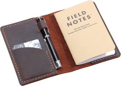 Leather Journal Cover for Field Notes, Notebook Cover for Moleskine Cahier, Handmade Vintage Leather Cover for 3.5" X 5.5" Notebooks, Coffee