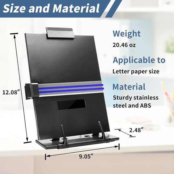 TONOS Paper Stand Document Holder - Quality Document Holder for Desk, Paper Stand for Desk When Typing, Sturdy Stainless Steel Copy Holder, Adjustable Angle, Paper Holder Stand for Desk Typing