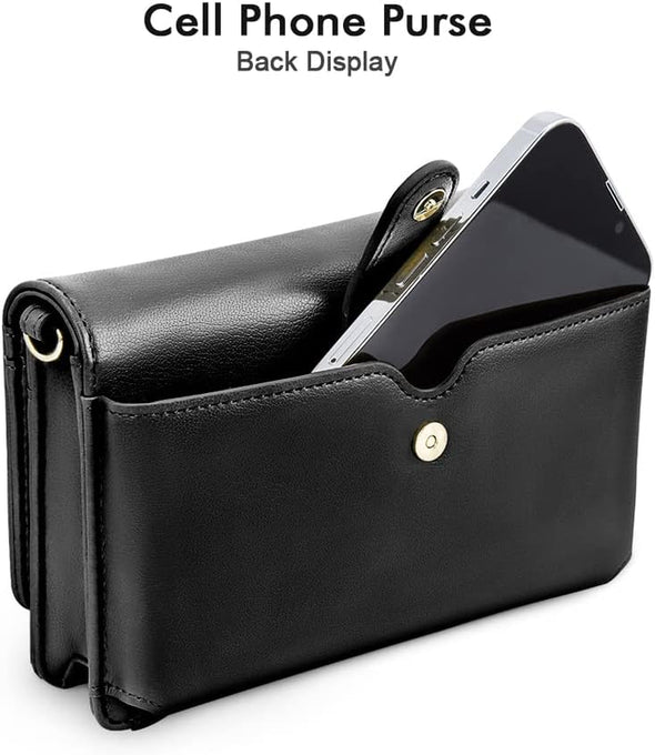 Nuoku Crossbody Bag for Women Cellphone Little Purse with Credit Card Slots Lightweight Leather Wristlet Wallet