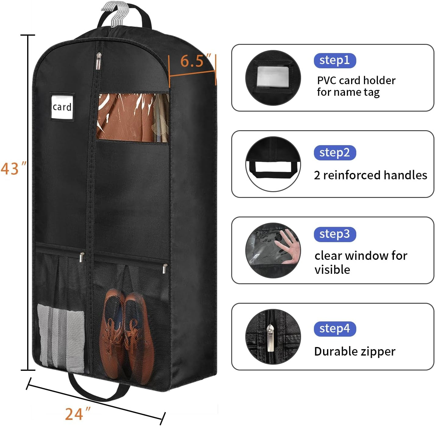 heavy duty men's garment bag for travel BH7STAR 43 inch Heavy Duty Garment Bags