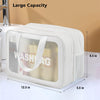 Travel Toiletry Bag for Women and Men, Matte Translucent Toiletry Bag with Handy Handle, Makeup Cosmetic Organizer Bag for Travel Toiletries Accessories (White-Xl)