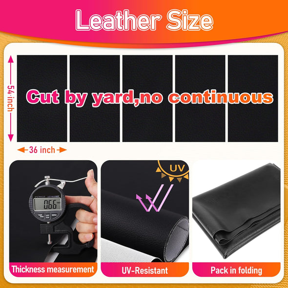 Marine Vinyl Upholstery Faux Leather: Meneng Black Grain Faux Leather 54"X36" Marine Vinyl Fabric Waterproof Durable for DIY Upholstery Boat Car Sofa